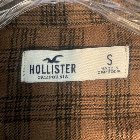 Hollister Shirt Womens Small‎ Cropped Button Up Brown Western Cowgirl Collared S - Picture 3 of 7